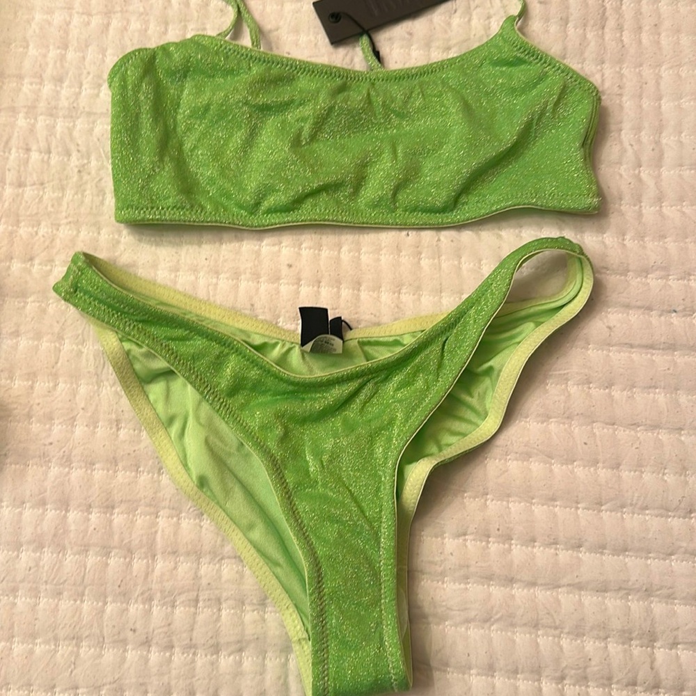 Triangl green sparkle bikini
